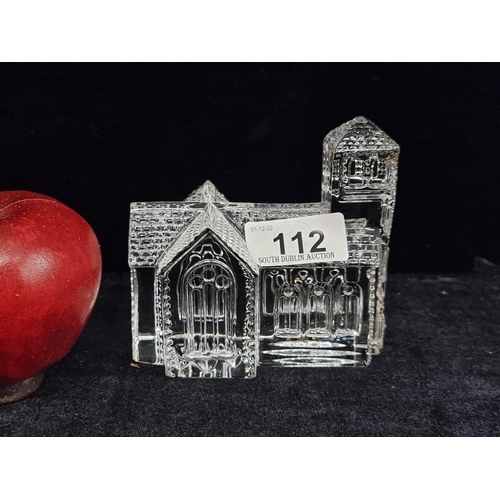 112 - A heavy quality and charming Waterford Crystal Church paperweight from the Lismore Village collectio... 