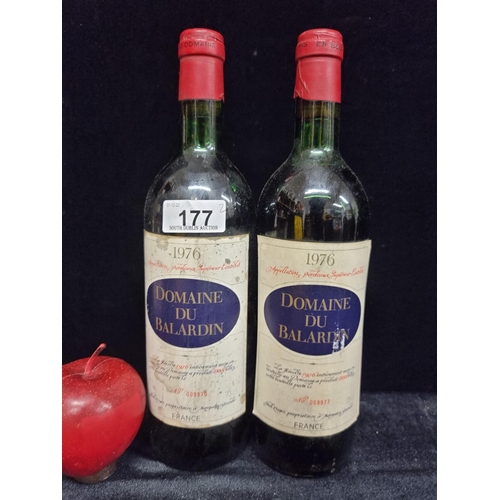 177 - Two rare bottles of sealed 1976 Domaine Du Balardin red wine (73cl) Cork and seal intact and good ul... 