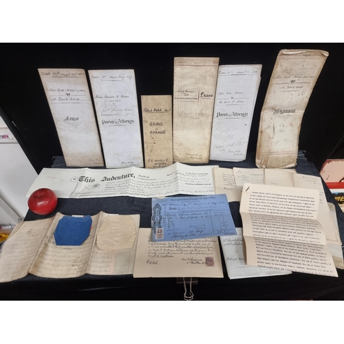 190 - A great selection of antique ephemera. Including wills and leases dating back to 1868. Of Irish orig... 