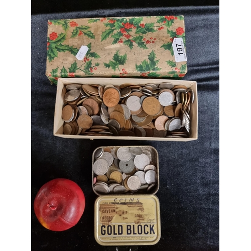 197 - A selection of mixed coinage. Including Irish examples. (two boxes unchecked)