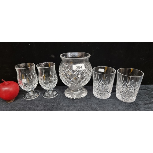 254 - A selection of five crystal items, including a Waterford Crystal footed bowl, two  large vintage Wat... 