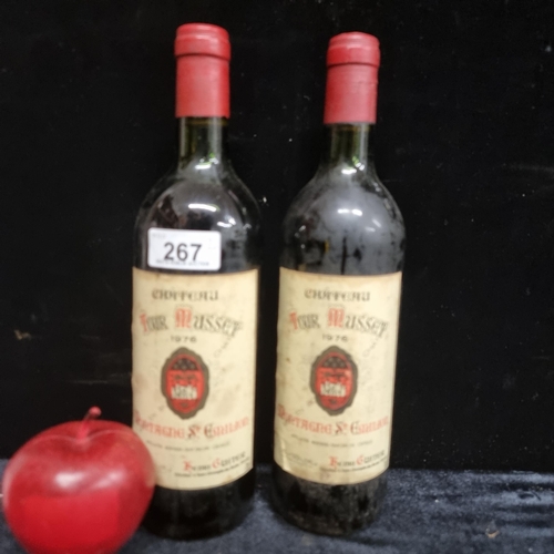 267 - Two bottles of 1976 Chateau Tour Musset Montagna St. Emilion, both sealed with little ullage and lab... 