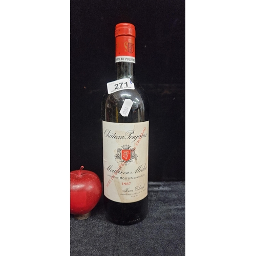 271 - A sealed bottle of 1987 Chateau Poujeaux Moulis-en-Médoc 75 cl, with little ullage and label fully i... 