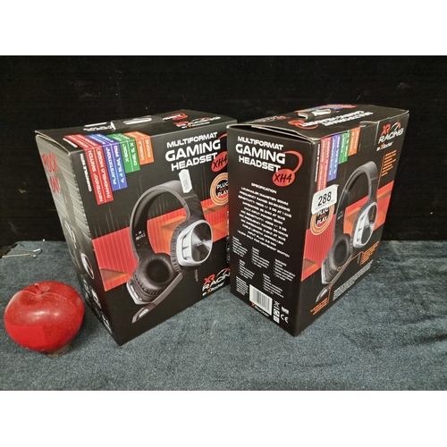 288 - Two sets of brand new, never used Multiformat Gaming Headsets by XR Racing by X Rocker, with a micro... 