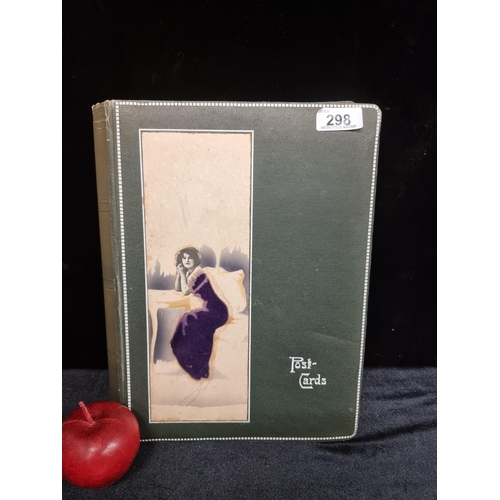 298 - A stunning antique Edwardian post card album filled with 128 postcards concerned with Irish landmark... 