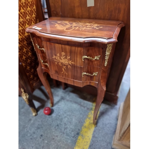 573 - Star lot : A fabulous side table / Locker  with two drawers to centre, beautiful parquetry motifs of... 