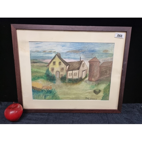 68 - An original watercolour on paper painting featuring a house in a dusky landscape. Signed bottom righ... 