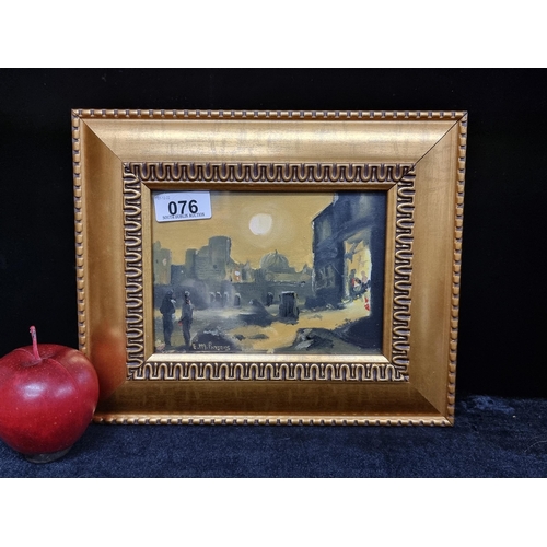 76 - An atmospheric original acrylic on canvas board painting signed E. M. Paysons, featuring a moonlit s... 