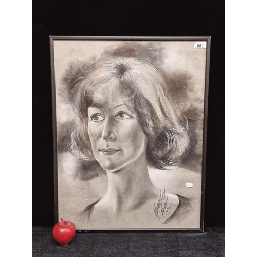 81 - A large original charcoal and chalk on paper painting featuring a monochromatic tonal study of a por... 