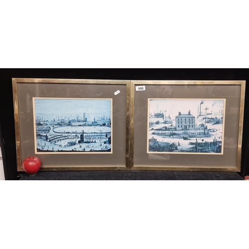 90 - Two vintage  prints after works by the English artist L. S. Lowry. Housed in matching gilt frames.