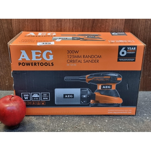 399 - Brand new AEG Powertools 125mm, random orbital sander with 300w capacity. Model number: EX 125 ES. W... 