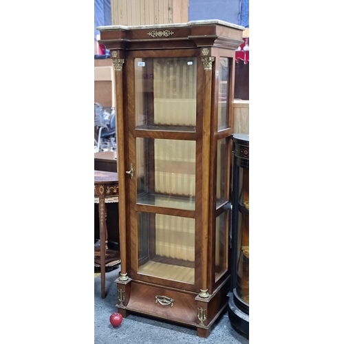 617 - Star Lot : A stunning empire style display case, with padded silk damask interior, bevelled glass to... 