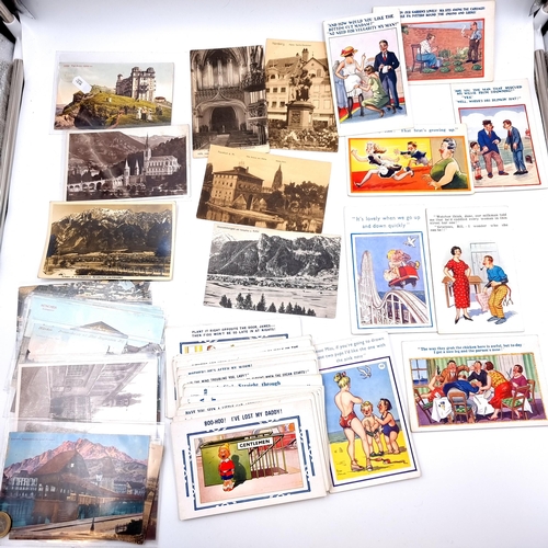 665 - A collection of 47  vintage postcards, thirty of which depict comical scenes. Together with a collec... 