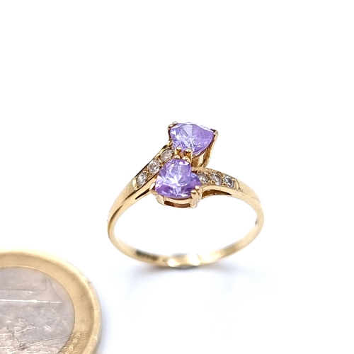 679 - A rare 9 carat gold Amethyst  stone ring, with White Sapphire shoulders. Above that of Topaz and Aqu... 