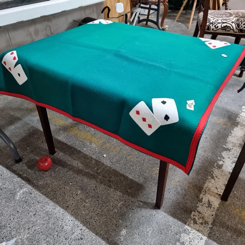 768 - A green felt games cloth, perfect for card games. With fold card table included.