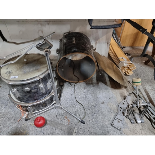 781 - A partial drum kit by Royal Star including a snare, high tom, cymbal and more.