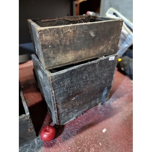 812 - Two antique crates with one from the Irish Direct Trading Co., and one other.