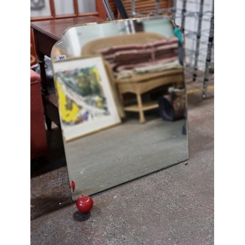 851 - A very elegant 1930's Art Deco wall mirror, with scalloped corners and bevelled edges.