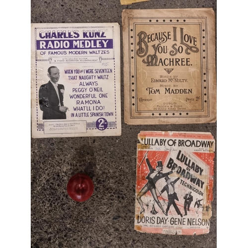 855 - A selection of three vintage and antique musical ephemera. Including an advertising poster for the f... 