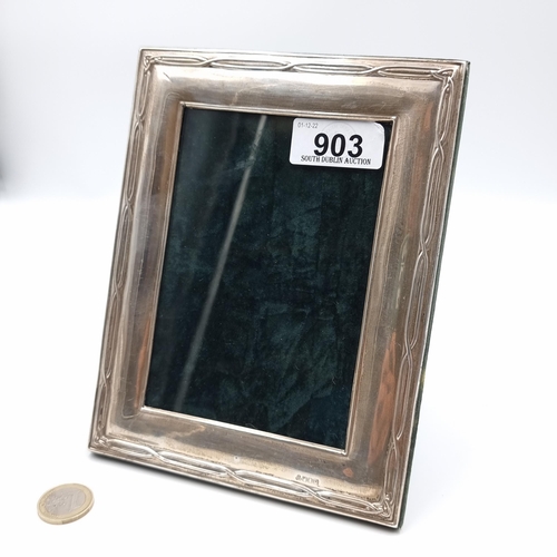 903 - A super Irish Silver Celtic design photo frame with clear Irish Hallmarks for Dublin 1958. 7.5