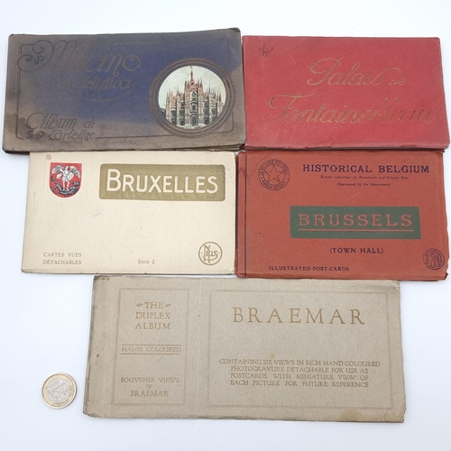 905 - Five good vintage postcard album sets for Brussells and breaker in Scotland etc