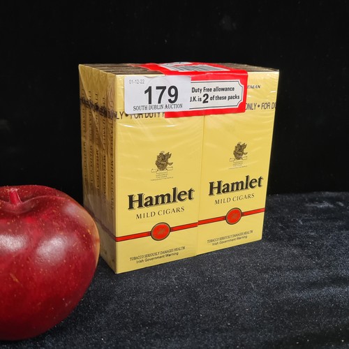 179 - A sealed selection of ten packets of Hamlet Mild Cigars. With five cigars per pack. A total of fifty... 