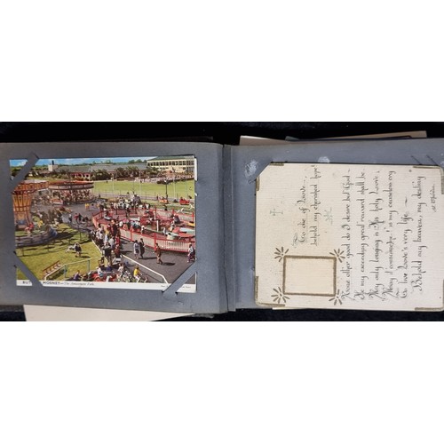 164 - A charming Edwardian postcard album. Partially filled with a mixture of Edwardian and mid twentieth ... 