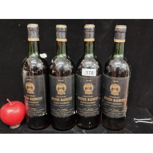 178 - Four rare sealed bottles of 1975 Chateau Hostein-Marbuzet.