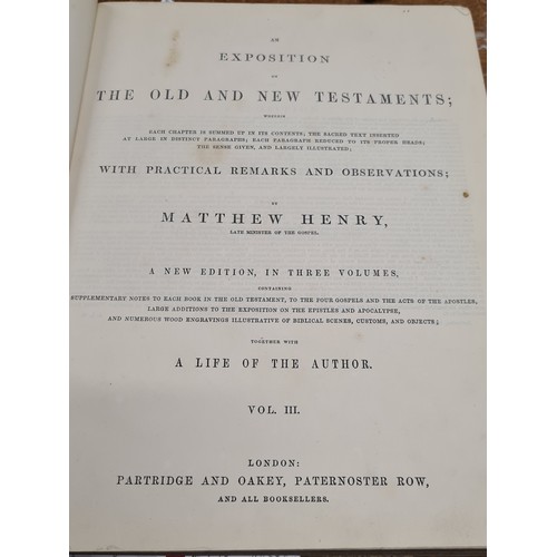 173 - A leather bound antique Henry  bible. Titled ''An Exposition On The Old and New Testament: With Prac... 