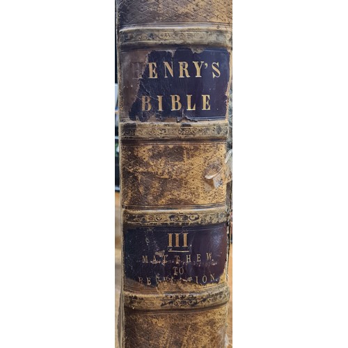 173 - A leather bound antique Henry  bible. Titled ''An Exposition On The Old and New Testament: With Prac... 