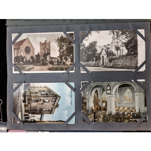 298 - A stunning antique Edwardian post card album filled with 128 postcards concerned with Irish landmark... 