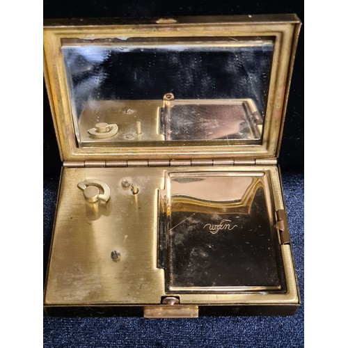 240 - Two vintage items, including a Japanese powder compact and music box with a mother of pearl temple s... 