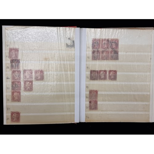 682 - A red and gold stamp album filled with Over 70 Penny reds, sorted by plate number with the earliest ... 