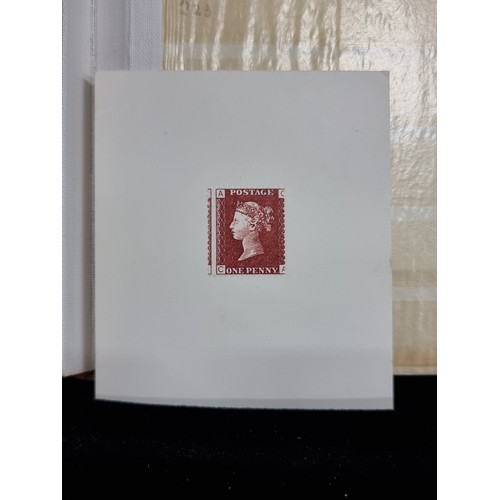 682 - A red and gold stamp album filled with Over 70 Penny reds, sorted by plate number with the earliest ... 