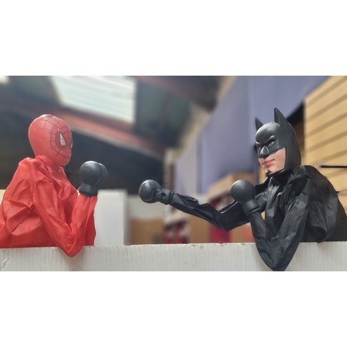 503 - Eight super fun vintage punching puppets, including four Spiderman examples, and four Batman example... 