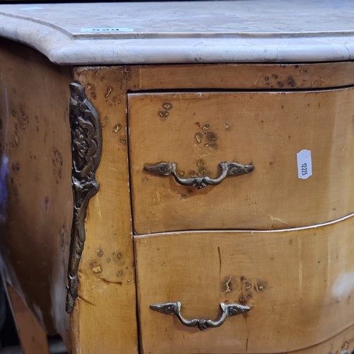 529 - Star lot : An elegant, French bedside locker or side table. With genuine marble top, ormolu detail a... 