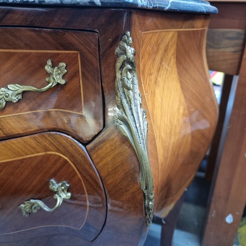 531 - Star lot : An elegant, French bedside locker or side table  . With genuine marble top in black with ... 