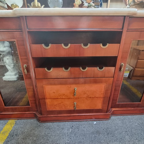 568 - Star lot : A stunning Italian sideboard with two glass fronted cupboards to side, two drawers below ... 