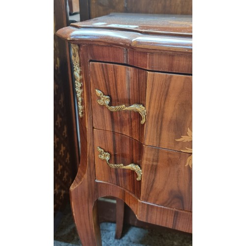 573 - Star lot : A fabulous side table / Locker  with two drawers to centre, beautiful parquetry motifs of... 