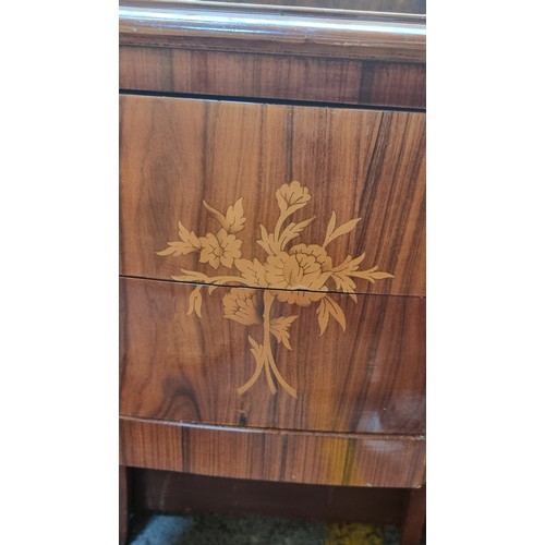 573 - Star lot : A fabulous side table / Locker  with two drawers to centre, beautiful parquetry motifs of... 