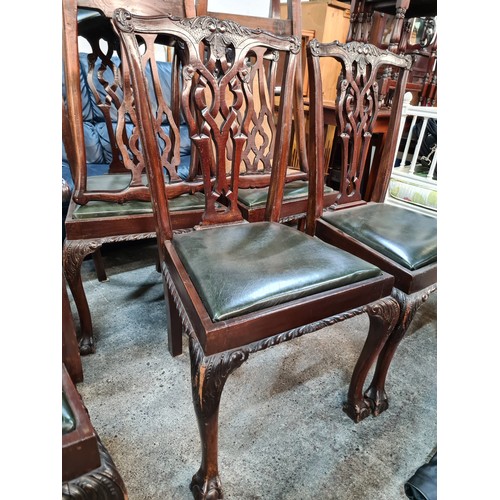 712 - Star lot : A set of eight antique  handsome Chippendale style dining chairs. Featuring ornately pier... 