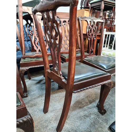 712 - Star lot : A set of eight antique  handsome Chippendale style dining chairs. Featuring ornately pier... 