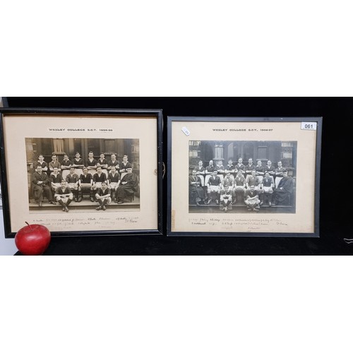 61 - Two vintage original  framed photographs featuring the Wesley College S.C.T. 1938-39 and 1936-1937. ... 