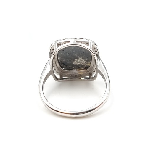 440 - Super Star Lot : A beautiful rare 14 carat white Gold cushion cut Natural Dusky Grey Diamond ring, w... 