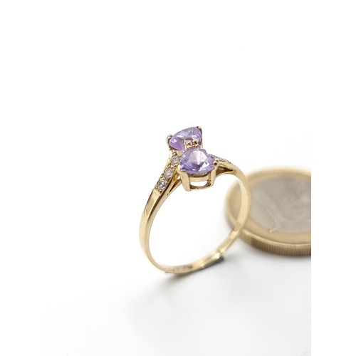 679 - A rare 9 carat gold Amethyst  stone ring, with White Sapphire shoulders. Above that of Topaz and Aqu... 