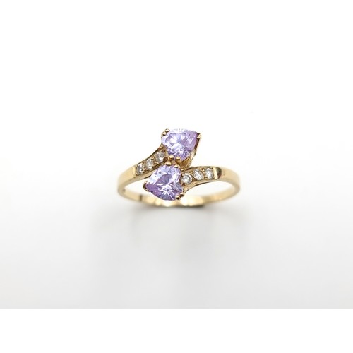 679 - A rare 9 carat gold Amethyst  stone ring, with White Sapphire shoulders. Above that of Topaz and Aqu... 