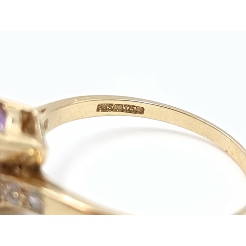 679 - A rare 9 carat gold Amethyst  stone ring, with White Sapphire shoulders. Above that of Topaz and Aqu... 