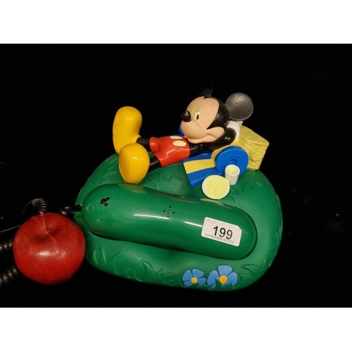 199 - A very fun novelty Mikey Mouse phone, depicting the character relaxing against his picnic hamper. Fe... 