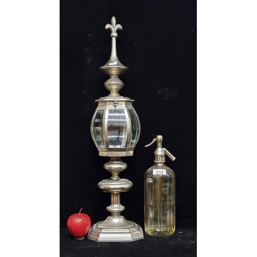 212 - Two items including a vintage Mineral Waters Distributors Ltd Dublin syphon with an inscribed label ... 