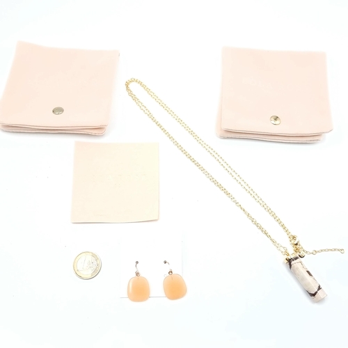 450 - A designer Lola Rose necklace, with a marble drop pendant. Together with a pair of polished rhodochr... 